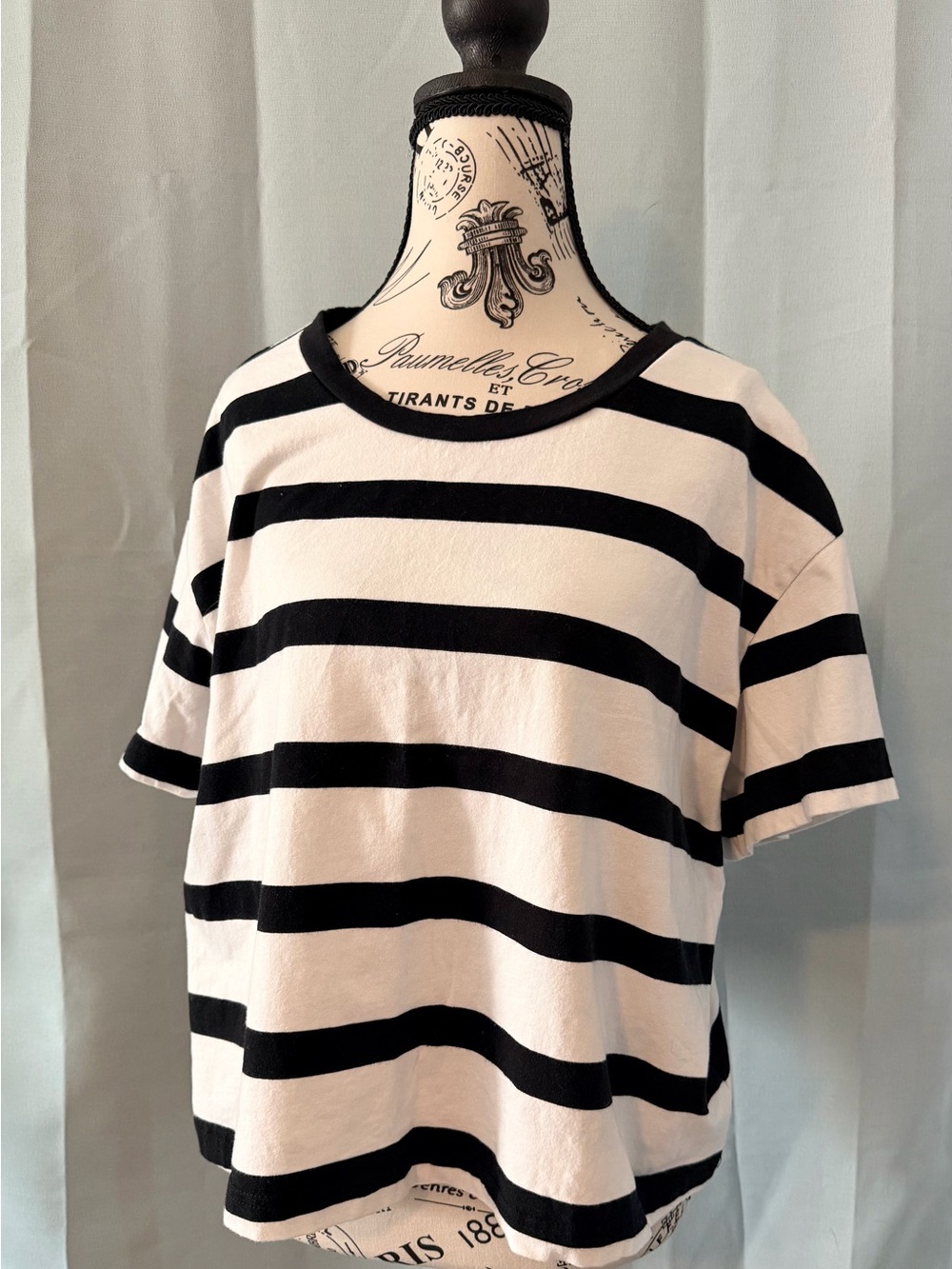 Lularoe Black & White Striped Boxy-T